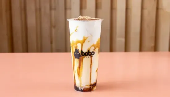 Brown sugar milk tea with tapioca pearls