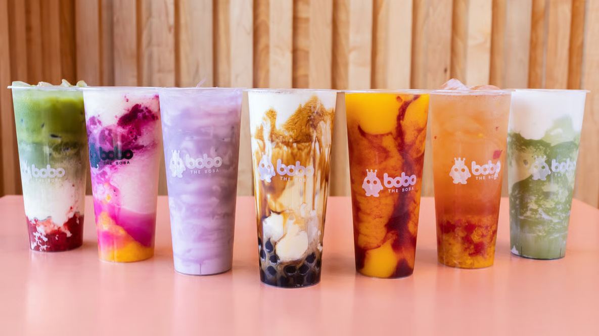 Lineup of signature Bobo The Boba drinks