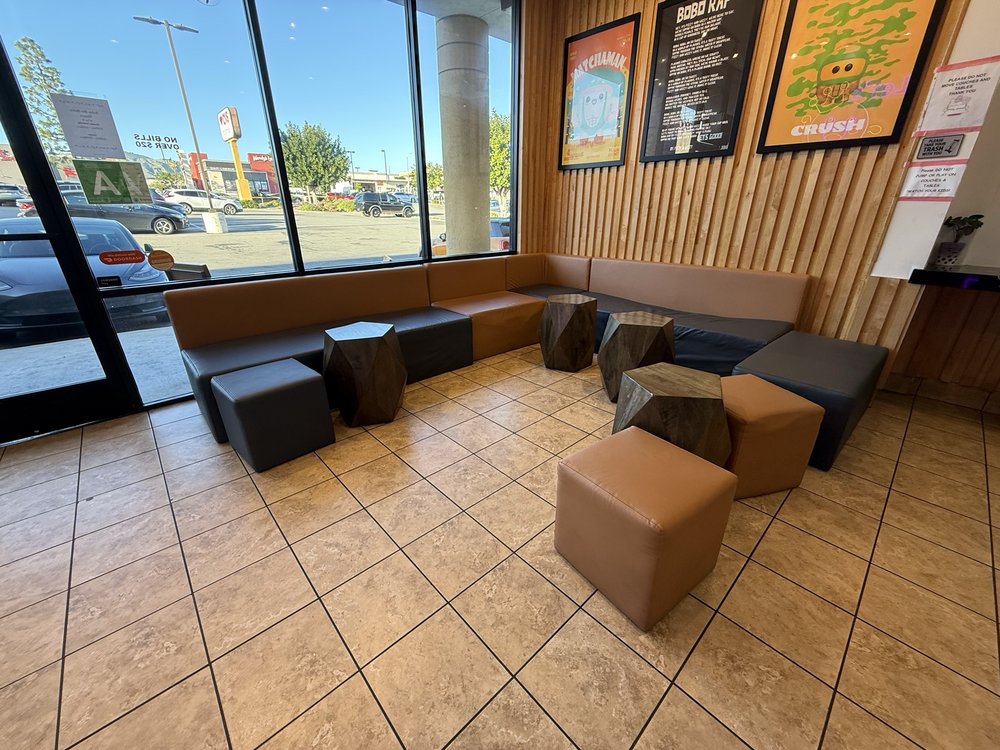 Lounge seating area inside the shop